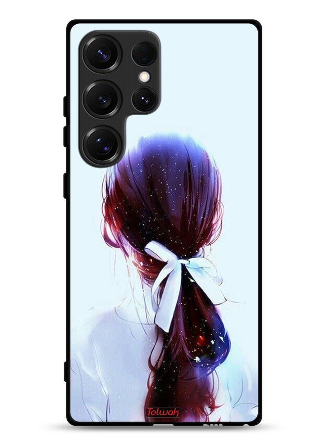 Tolwak Samsung Galaxy S25 Ultra Protective Case Cover Tie Hair With Hairband Girl Art - Image 1
