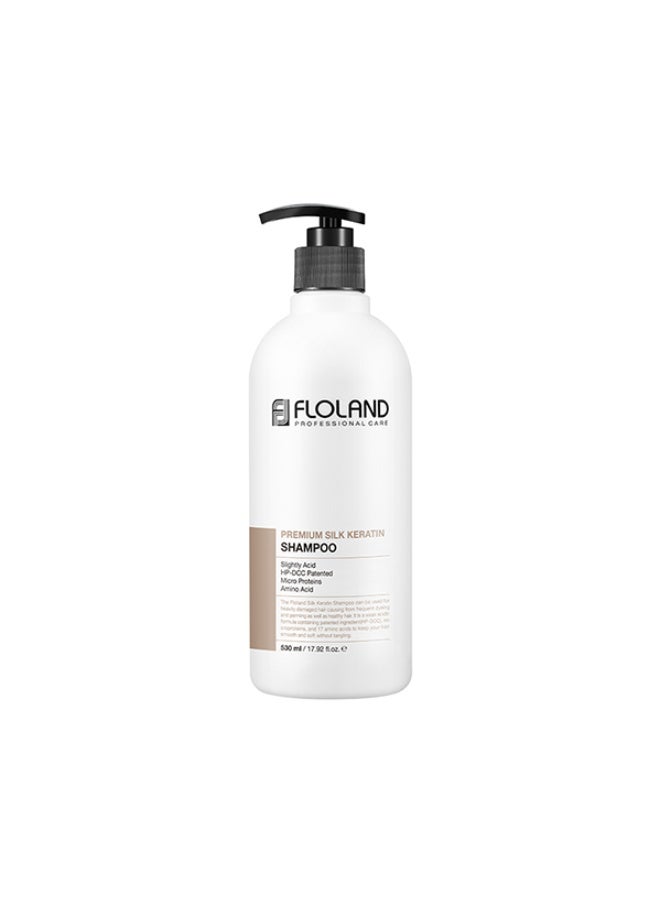 Floland Premium Silk Keratin Shampoo 530ml | Repairs Damaged Hair | Adds Brilliant Shine & Softness | Korean Haircare - Image 1
