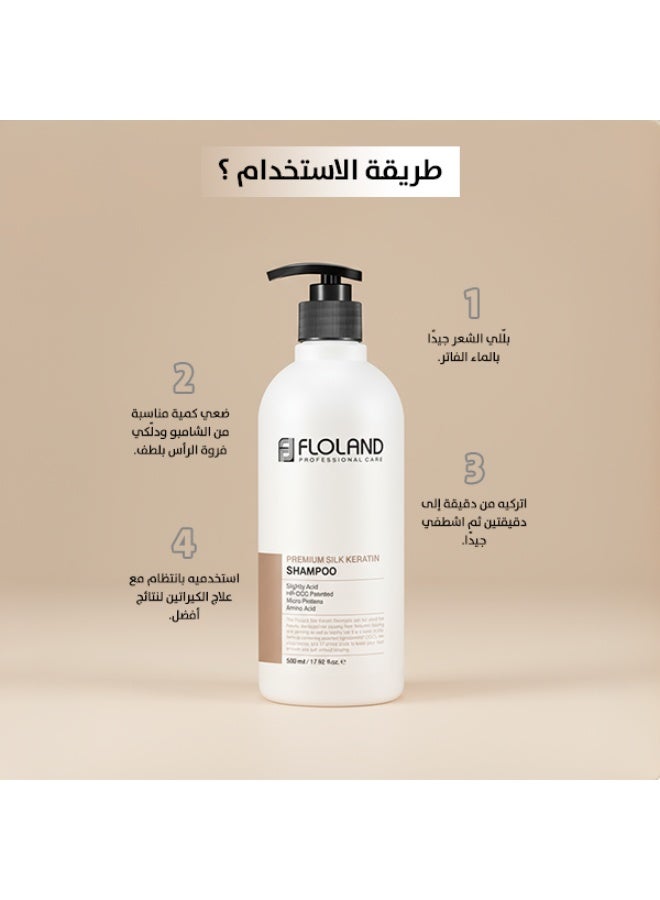 Floland Premium Silk Keratin Shampoo 530ml | Repairs Damaged Hair | Adds Brilliant Shine & Softness | Korean Haircare - Image 2