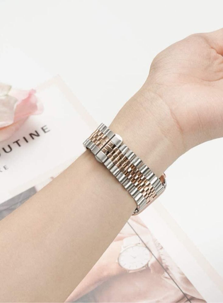 ELTRAZONE Replacement Band Compatible with Apple Watch 44mm / 42mm Stainless Steel Solid Strap Metal Bracelet for Apple Watch Series 7 6 5 4 3 2 SE (Silver - Image 2