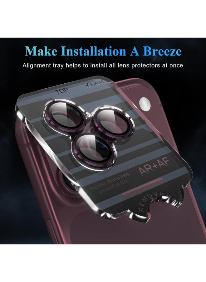 ELTRAZONE 2 Pack Camera Lens Protector for iPhone 18 Pro / 18 Pro Max, Tempered Glass Metal Individual Lens Cover, Full Coverage Camera Guard, Scratch Resistant Lens Protector Burgundy - Image 3