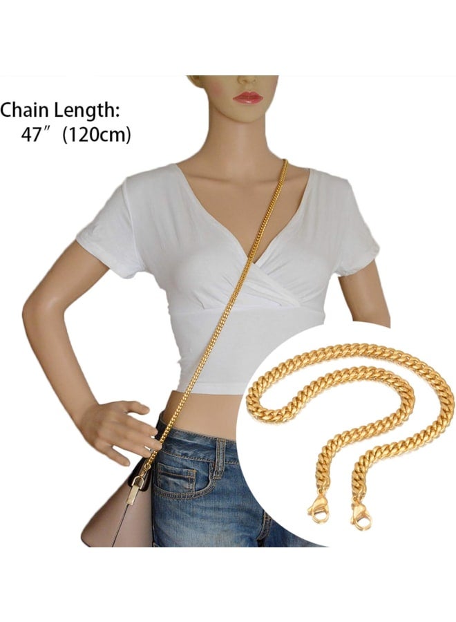 Tiasri 47" DIY Iron Chain Strap Handbag Chains Accessories Purse Straps Shoulder Cross Body Replacement Straps,Gold Stainless Steel  - Image 2