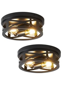 Arabest 2-Pack Vintage Black Flush Mount Ceiling Light Fixtures for Hallways, Kitchens, and BedroomsFarmhouse-Inspired Ceiling LightingIdeal for Adding Style to Any Room  - Image 1