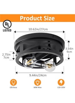 Arabest 2-Pack Vintage Black Flush Mount Ceiling Light Fixtures for Hallways, Kitchens, and BedroomsFarmhouse-Inspired Ceiling LightingIdeal for Adding Style to Any Room  - Image 2