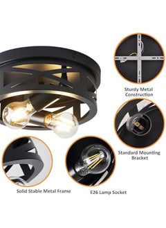 Arabest 2-Pack Vintage Black Flush Mount Ceiling Light Fixtures for Hallways, Kitchens, and BedroomsFarmhouse-Inspired Ceiling LightingIdeal for Adding Style to Any Room  - Image 3