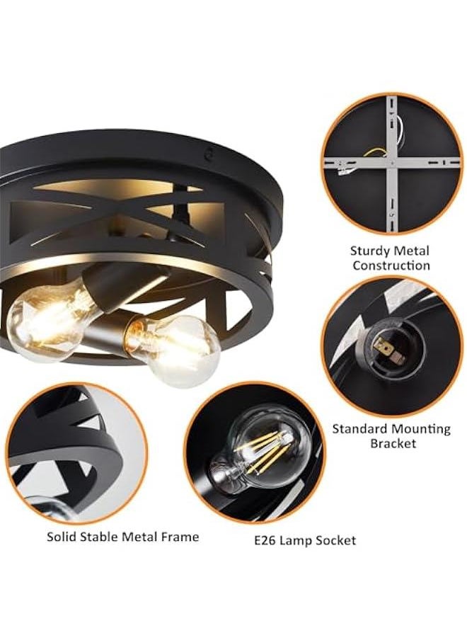 Arabest 2-Pack Vintage Black Flush Mount Ceiling Light Fixtures for Hallways, Kitchens, and BedroomsFarmhouse-Inspired Ceiling LightingIdeal for Adding Style to Any Room  - Image 3