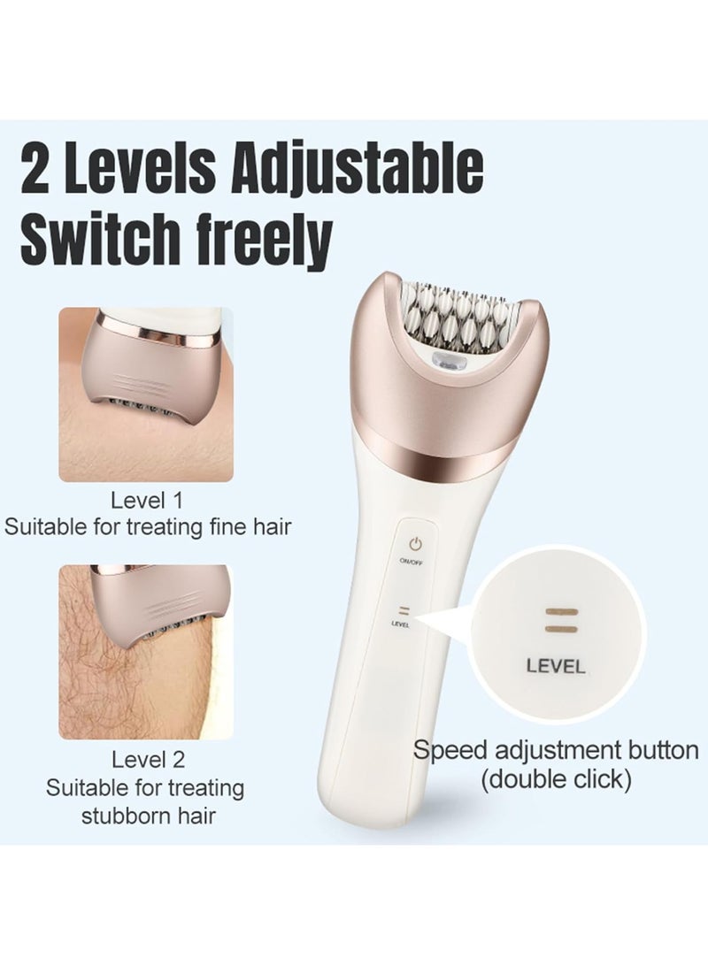 مجموعة إزالة الشعر للنساء 6 في 1 مزيل شعر الجسم بدون ألم وماكينة إزالة الشعر للوجه مزيل شعر كهربائي مقص منطقة الب قابل لإعادة الشحن بسرعتين قابلتين للتعديل ماكينة حلاقة كهربائية للنساء - Image 3