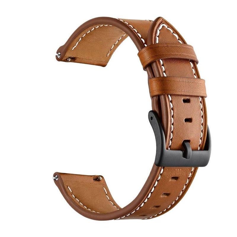 QX Black Classic Leather Strap Smartwatch Band Compatible with Samsung Galaxy Watch 7 with Adjustable Fit Replacement Strap for Daily Wear - Image 4