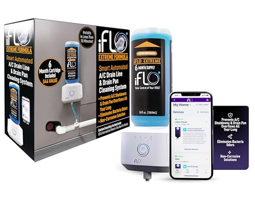 iFLO Smart AC Drain Line and Drain Pan Cleaner for HVAC System ClogFree Easy Installation AppControlled Air Conditioner Maintenance Includes 36oz Cleaner Cartridge Concentrate 6 Month Supply - Image 1
