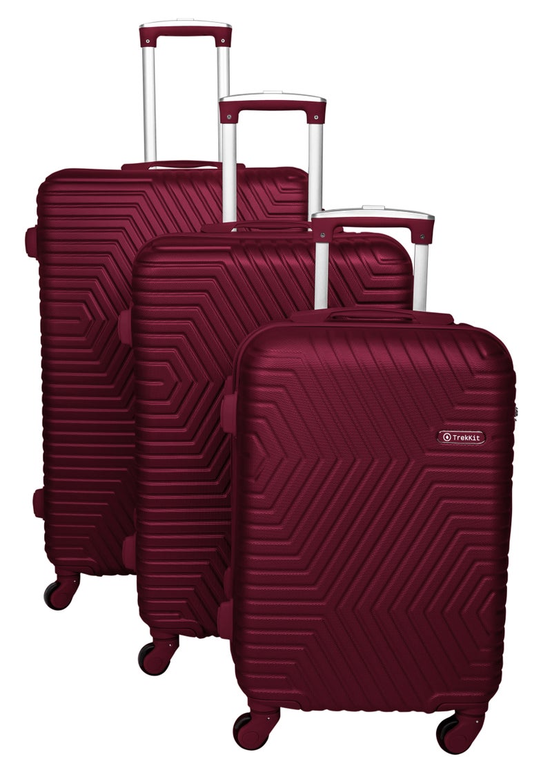 TRAVEL WAY - TravelWay Lightweight Luggage Set of 3 Bag - 3 Sizes Hardshell Suitcase Spinner Luggage for Travel | ABS Luggage with 4 Spinner Wheels (Burgundy Red, Set of 3) - Image 1
