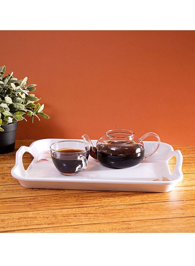 Royalford Melamine Serving Tray With Handle White/Pink/Red 15inch - Image 4