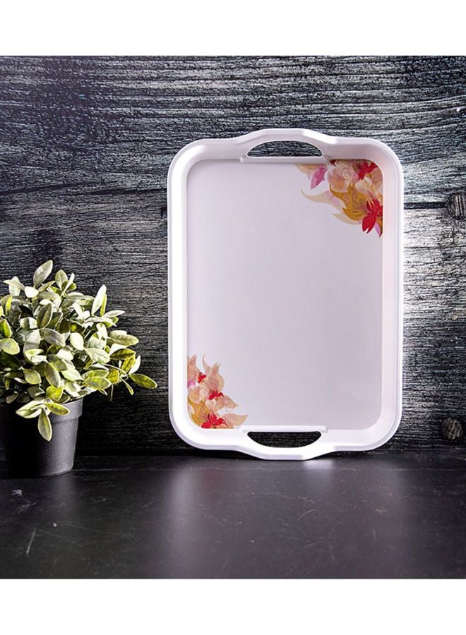 Royalford Melamine Serving Tray With Handle White/Pink/Red 15inch - Image 3
