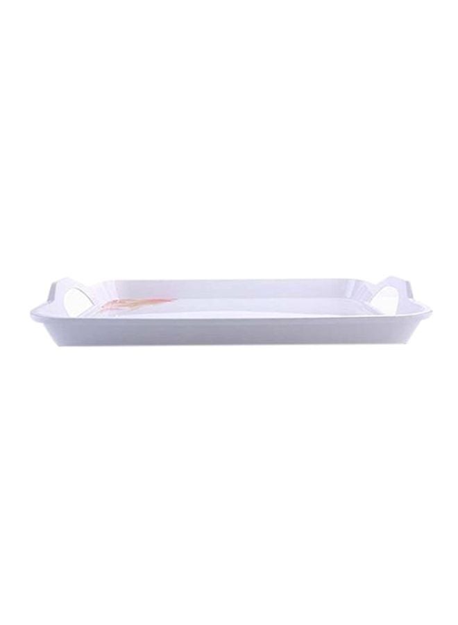 Royalford Melamine Serving Tray With Handle White/Pink/Red 15inch - Image 2