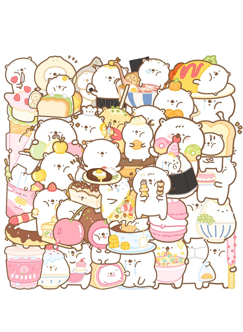 40-عبوة ملصقات دببة كرتونية لطيفة - رسومات مائية من الفينيل لمذكرات الطعام، حقائب العربات، زجاجات الماء، الثلاجات، الكمبيوترات، ومشاريع الأعمال اليدوية. ملصقات مرحة وجذابة! - Image 1