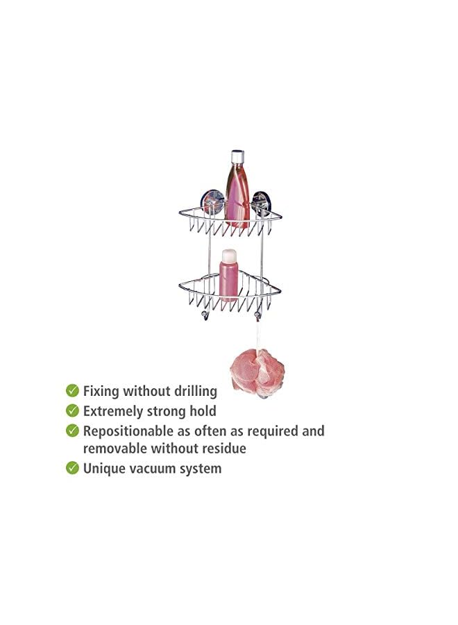 Raxoom Vacuum-Loc® Bathroom 2-Tier Corner Rack Bari, Steel, Adjustable Bath & Shower Storage, Easy Install with No Drilling, 22.5x29.5x16cm, Chrome - Image 5
