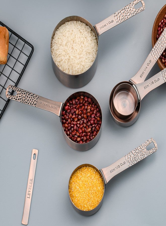 Smithcraft Copper Measuring Cups and Spoons Set 11, Dry Metal Measuring Cup Set for Cooking&Baking, Stainless Steel Measuring Cups and Spoons, 5 Measure Cups and 6 Kitchen Measurement Spoons & Leveler - Image 5