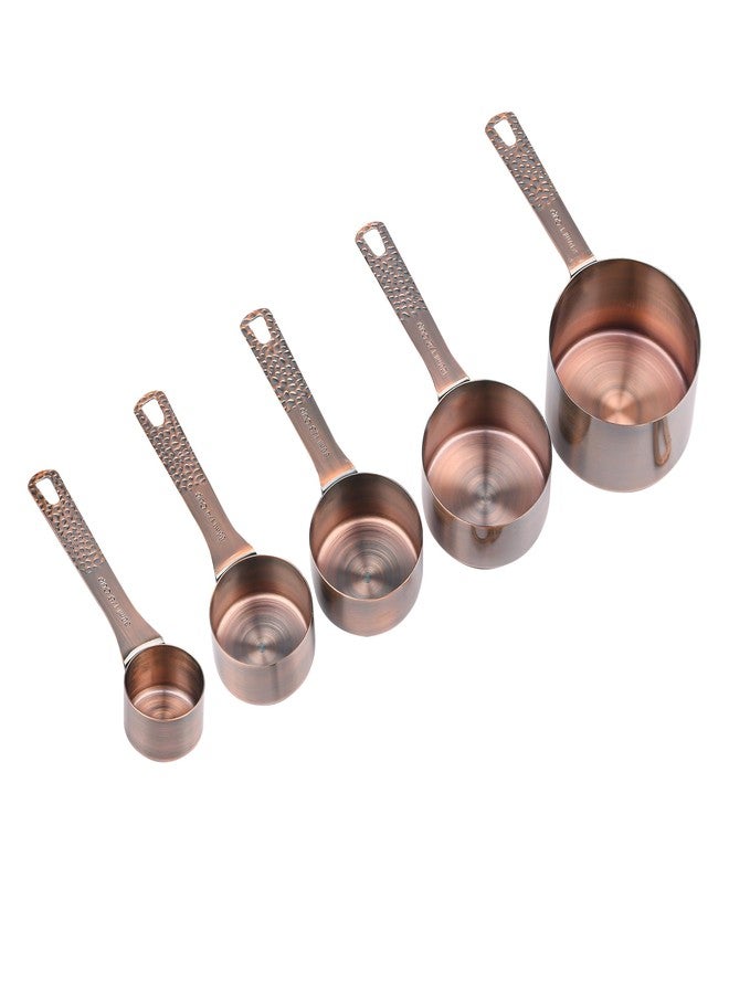 Smithcraft Copper Measuring Cups and Spoons Set 11, Dry Metal Measuring Cup Set for Cooking&Baking, Stainless Steel Measuring Cups and Spoons, 5 Measure Cups and 6 Kitchen Measurement Spoons & Leveler - Image 2