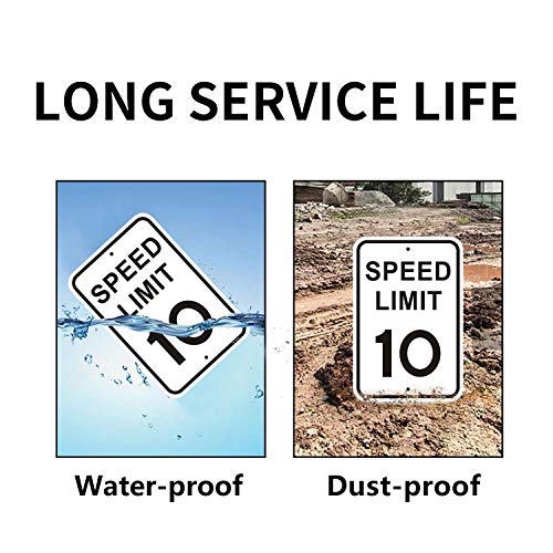 JW Signs 2-Pack Speed Limit 10 MPH Sign Slow Down Traffic Sign 12"x18" Rust Free 40Mil UV Printed Outdoor Metal Reflective Easy to Mount No Fading Outdoor Use for Neighbour Driveway Yard or School - Image 3