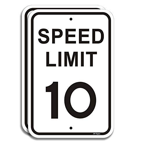 JW Signs 2-Pack Speed Limit 10 MPH Sign Slow Down Traffic Sign 12"x18" Rust Free 40Mil UV Printed Outdoor Metal Reflective Easy to Mount No Fading Outdoor Use for Neighbour Driveway Yard or School - Image 5