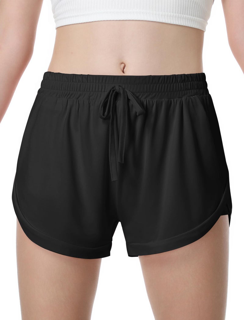 EXARUS 3 Pack Girls Shorts Athletic Running Sport Cheer Workout 2 in 1 Track Youth Dolphin Soccer Pockets Black White Pink 10Y - Image 2