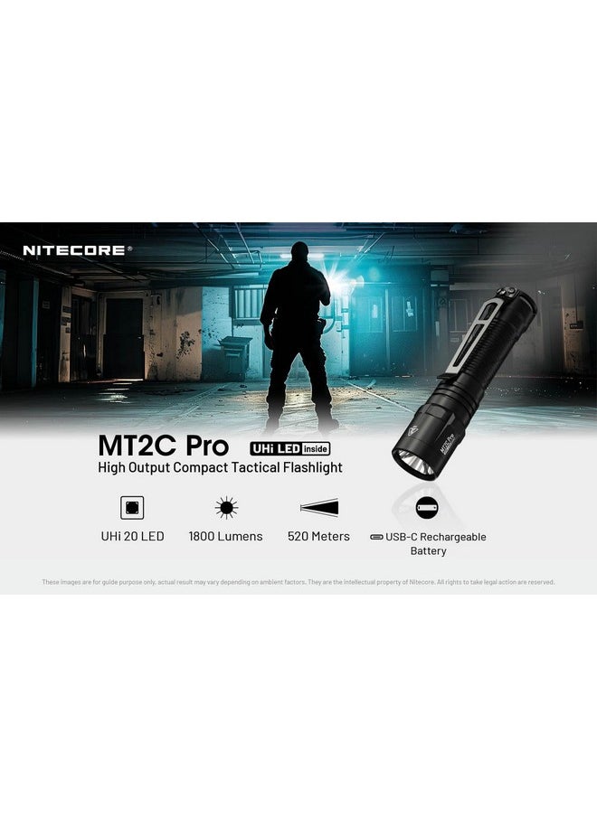 NITECORE Nitecore MT2C Pro 1800 Lumen EDC Flashlight, USB-C Rechargeable, High Efficient LED, Long Runtime, Long Throw, Slim, Lightweight for Everyday Carry, Glove Box or Outdoor  - Image 1