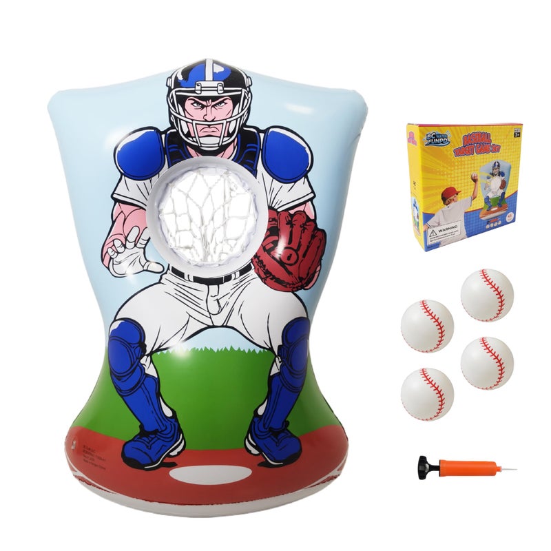BCWATERFUNPD Inflatable Baseball Training Toss Game Inflatable Baseball Pitching Target for Kids DoubleSided Outdoor Indoor Includes 4 Baseballs Pump Patch Kit Baseball Game Gifts for 36 Months - Image 3