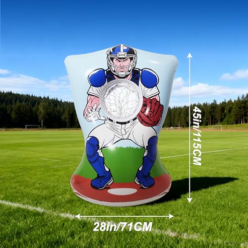 BCWATERFUNPD Inflatable Baseball Training Toss Game Inflatable Baseball Pitching Target for Kids DoubleSided Outdoor Indoor Includes 4 Baseballs Pump Patch Kit Baseball Game Gifts for 36 Months - Image 5