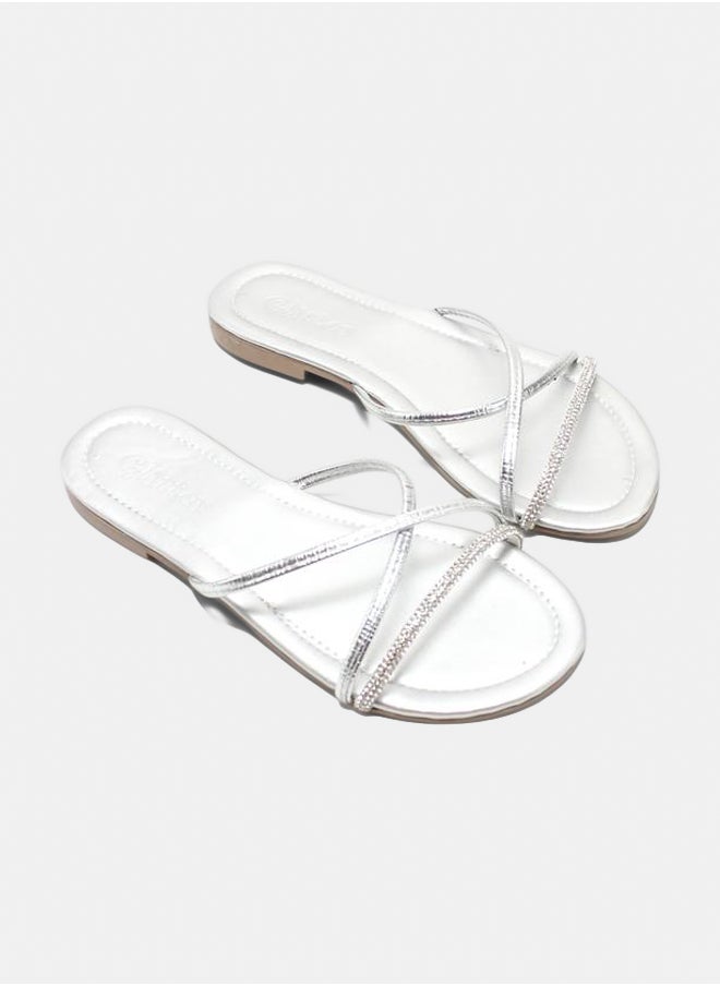 Glitter Glitter Women Slippers - Silver  - Image 1