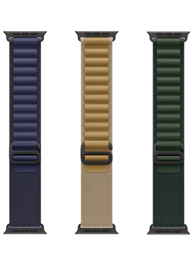 Generic - (Pack of 3) Alpine Loop Band for Apple Watch Ultra 1/2 49mm 46mm 45mm 44mm 42mm, Nylon Woven Sport Strap Compatible with iwatch Series 10 9 8 7 6 5 4 3 2 1 SE - Image 1
