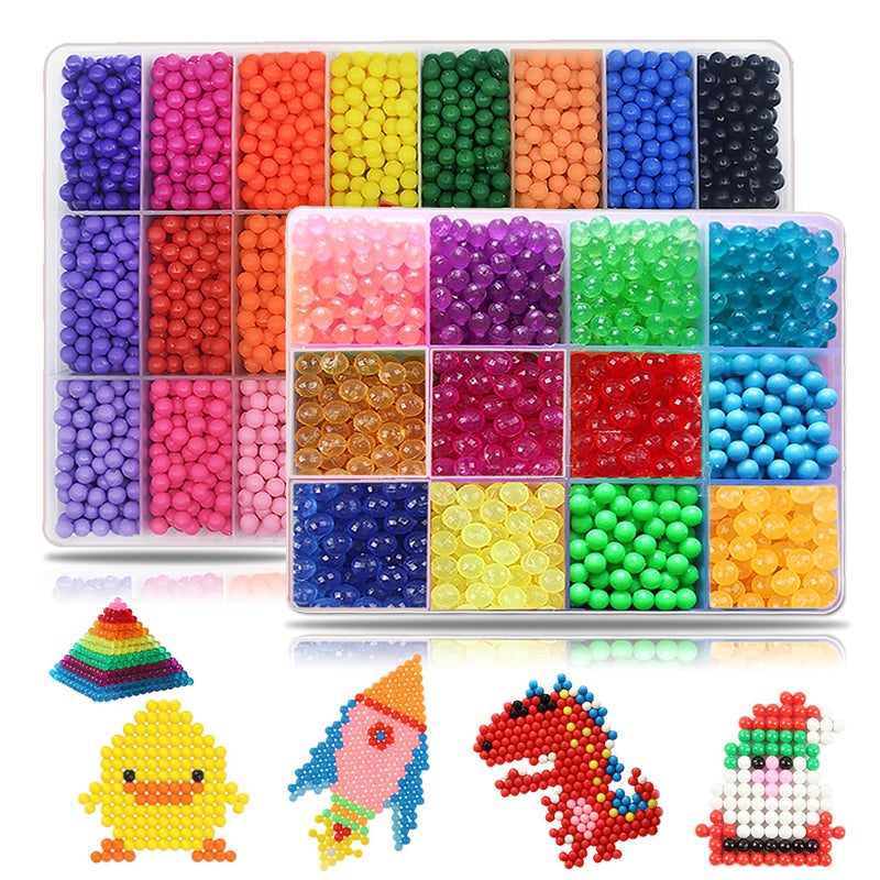 KACAGA 8500 Bead NonIron Magic Fuse Beads Kit 5mm 36 Colors No Heat Beads Creative Refill Set DIY Toys for Kids