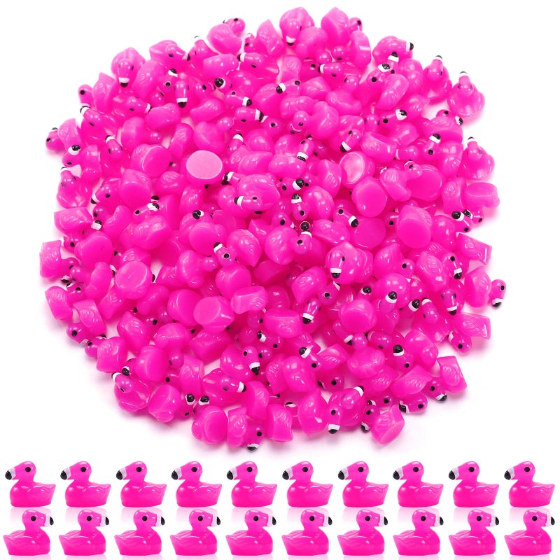 XGBDL Mini Resin Ducks 100 Pcs Tiny Ducks Pink Flamingo Figurine Resin Animals Toy for Cake Topper Garden Dollhouse DIY Crafts Party Aquarium Decor - Image 2