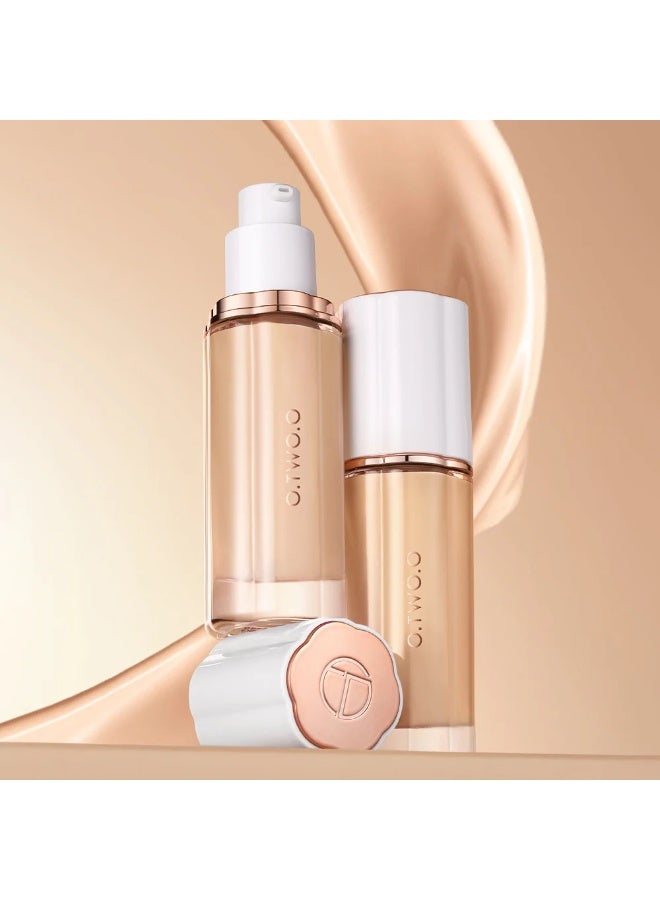 O.TWO.O Matt Finish Medium Coverage Liquid Foundation 30ml Long Lasting Oil Control Lightweight Natural Matte Makeup Foundation Smooth Blendable Texture for Oily Skin Combination Skin Sensitive Skin Conceals Imperfections Evens Skin Tone Hydrating Formula Non Cakey - Image 1