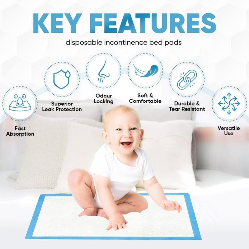 Tinkle وسادات تحت الأطفال Med-Maxsorb 45 سم × 60 سم، وسادة تغيير قابلة للتخلص، حصيرة تغيير حفاضات قابلة لإعادة الاستخدام، وسادات تحتية قابلة للتنفس ومضادة للتسرب (45 × 60 سم، تحتوي على 11 حزمة من 1) - Image 4