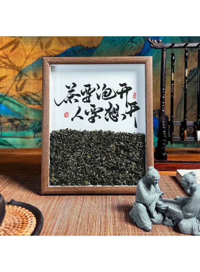 Tea Room Desktop Ornaments Calligraphy And Painting Chinese Style Living Room Decorations Office Photo Frame Table Creative Gifts-Color:A3 [frame Frame + Tea + Calligraphy And Painting] [44.2*31.9cm] - Tea Should Be Brewed And People Want To Open It