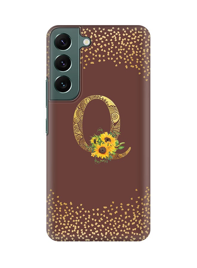 Stylizedd Monogram Slim Cover for Samsung Galaxy S22+ 5G Case Custom Initials Letter Floral Pattern Snap Series Mobile Cover Matte Alphabet  - Q (Brown) - Image 1