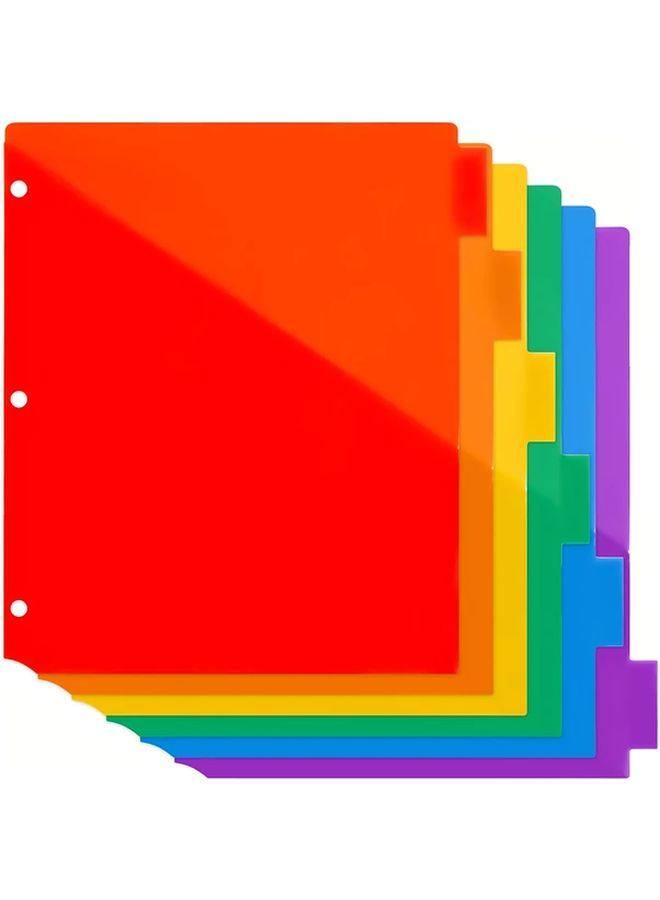 6 Colors 12pcs Multicolor 3 Ring Binder Plastic Page Separators with Labels for Office Organization and School Supplies - Image 1