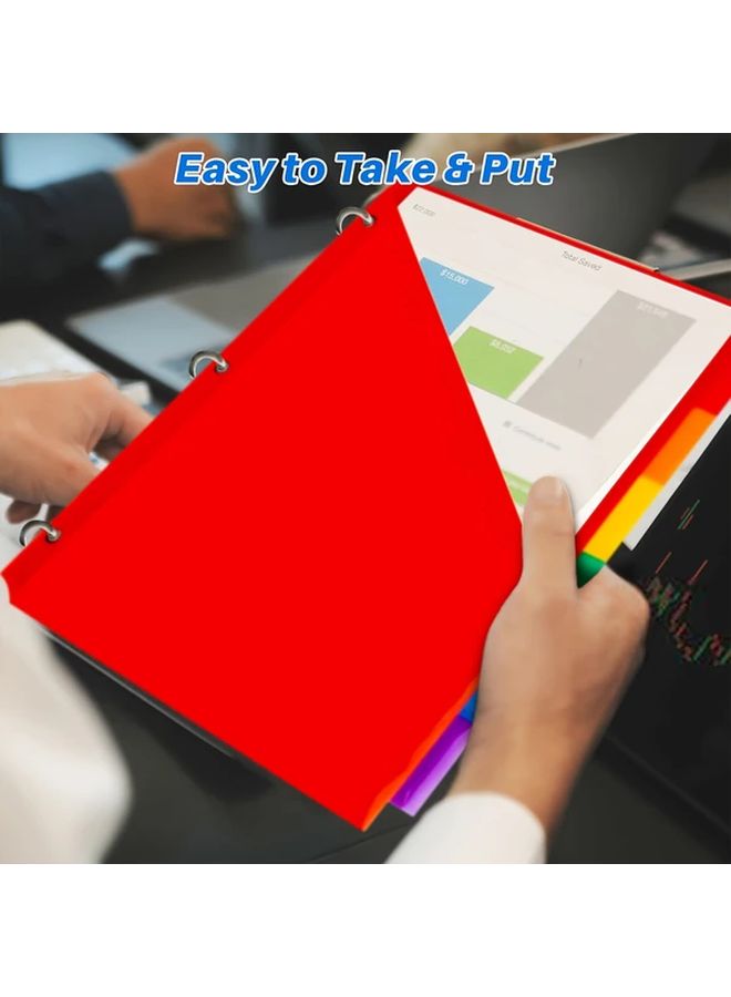 6 Colors 12pcs Multicolor 3 Ring Binder Plastic Page Separators with Labels for Office Organization and School Supplies - Image 4