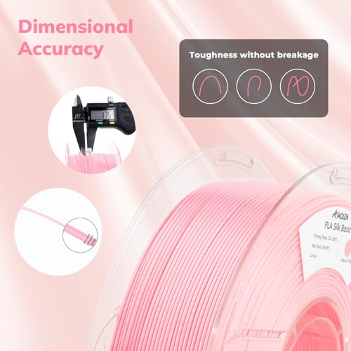 AMOLEN PLA Filament 1.75mm Silk Shiny Sakura Pink, 3D Printer Filament 1.75mm for 3D Printing 1kg(2.2lbs) Spool Compatible with Most FDM Printer - Image 2