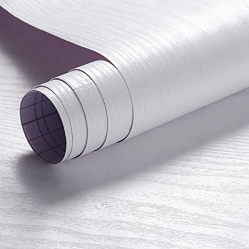 ورق خشب أبيض، ورق حائط ذاتي اللصق مقاس 43.5 × 610 سم من الفينيل PVC اللامع المقاوم للماء، ورق مقاوم للزيت لسطح غطاء الأثاث، سطح الطاولة، المطبخ، بطانة الرف - Image 1