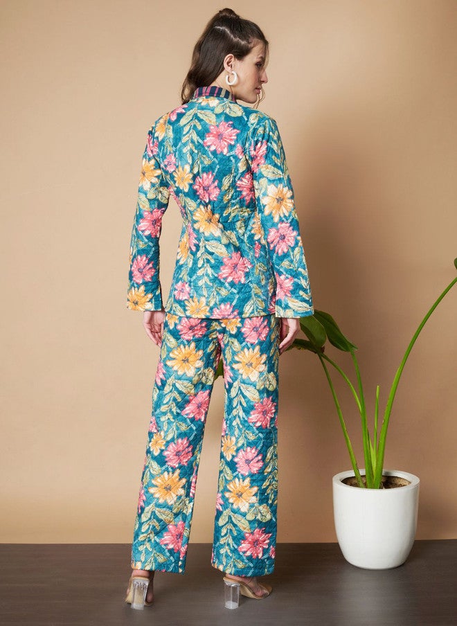 COTLAND FASHION بليزر وسروال قطن نقي مزين بطبعات زهور من كوتلاند فاشن - Image 5