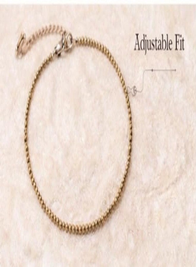 Trishakti Products Genuine Pyrite Crystal Anklet, 2mm Beaded Design, Gold Metallic Luster, Handcrafted Raw Stone Jewelry - Image 5
