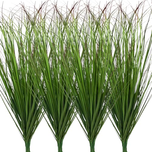 LUZOGA 12Pcs Artificial Grass Plants Faux Shrubs Wheat Grass Artificial Tall Grass Fake Plants for Outdoor DecorArtificial Greenery Stems Weed for Room Indoor Home DecorGreen Red Tail - Image 1