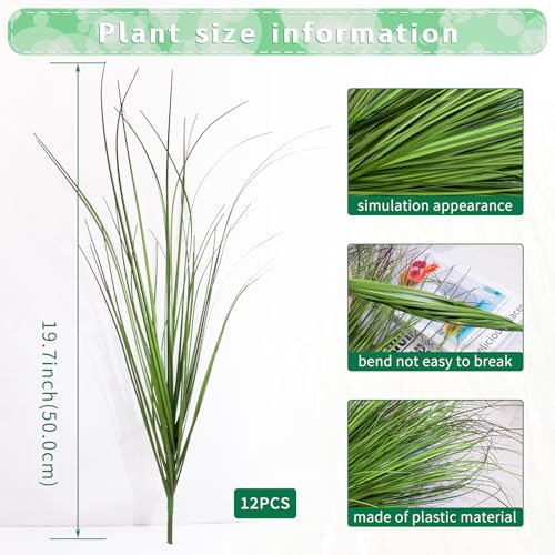 LUZOGA 12Pcs Artificial Grass Plants Faux Shrubs Wheat Grass Artificial Tall Grass Fake Plants for Outdoor DecorArtificial Greenery Stems Weed for Room Indoor Home DecorGreen Red Tail - Image 3