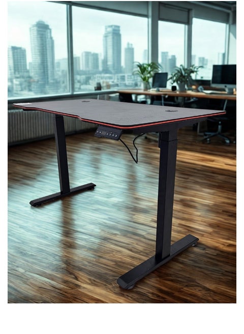 Electric Hydraulic Height Adjustable Office Desk from 72 to 121 cm – Smart Black Desk for Computer, Study, or Work – Surface Size 120x60 cm, Height Adjustable Standing Desk, Multi-Purpose Engineering Desk