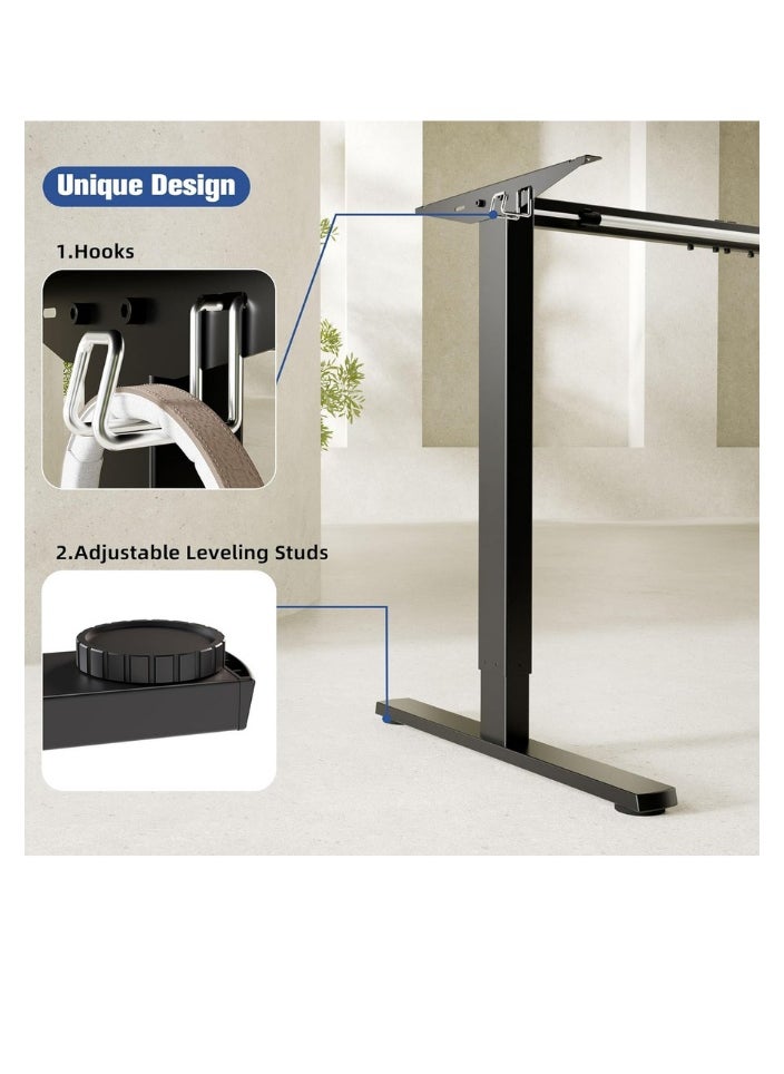 Electric Hydraulic Height Adjustable Office Desk from 72 to 121 cm – Smart Black Desk for Computer, Study, or Work – Surface Size 120x60 cm, Height Adjustable Standing Desk, Multi-Purpose Engineering Desk