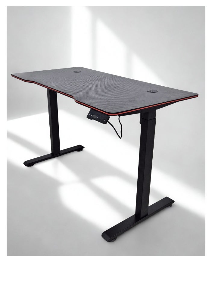 Electric Hydraulic Height Adjustable Office Desk from 72 to 121 cm – Smart Black Desk for Computer, Study, or Work – Surface Size 120x60 cm, Height Adjustable Standing Desk, Multi-Purpose Engineering Desk