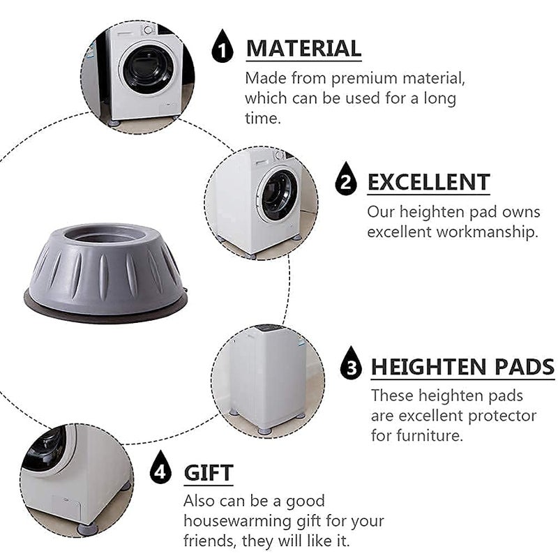 ISTARA Istara Washer Dryer Anti Vibration Pads with Suction Cup Feet Fridge Washing Machine Leveling Feet Anti Walk Pads Shock Absorber Furniture Lifting Base4 Piece  - Image 4