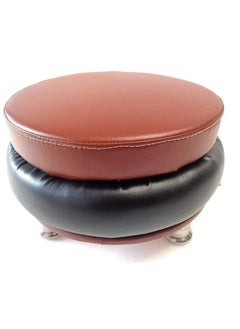 RAJCHAIR RAJCHAIR Outdoor Indoor Taylor Mehendi Stool with PU Foam Sheet Double Colour Leather with 4 Leg Tan Black 