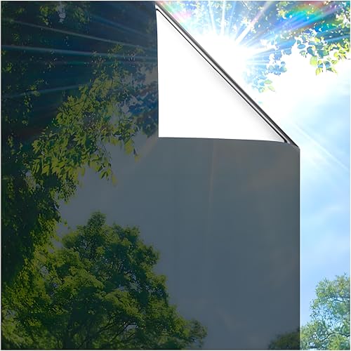 Coavas One Way Privacy Window Film Daytime Window Film See Out Not in Reflective Window Films Sun Blocking Heat Control Anti UV NonAdhesive Static Cling for Home Office 354 Inch X 131 Feet