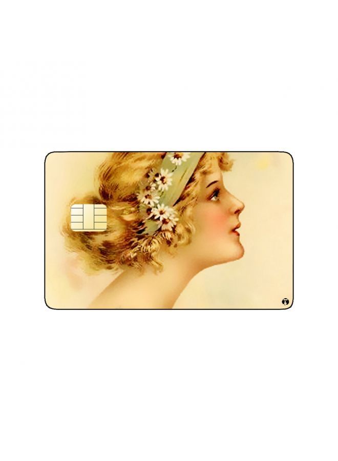 RKN PRINTED BANK CARD STICKER Beautiful Blond Woman Vintage Art - Image 1